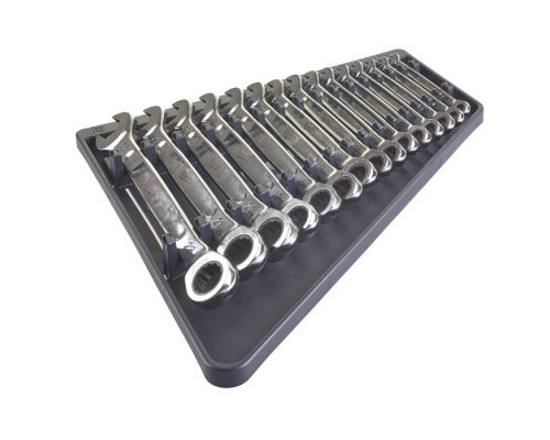 Ключ Milwaukee MAX BITE рожково-накидний з тріскачкою, 15шт, 8-22мм (4932464994)