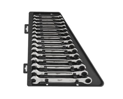 Ключ Milwaukee MAX BITE рожково-накидний з тріскачкою, 15шт, 8-22мм (4932464994)