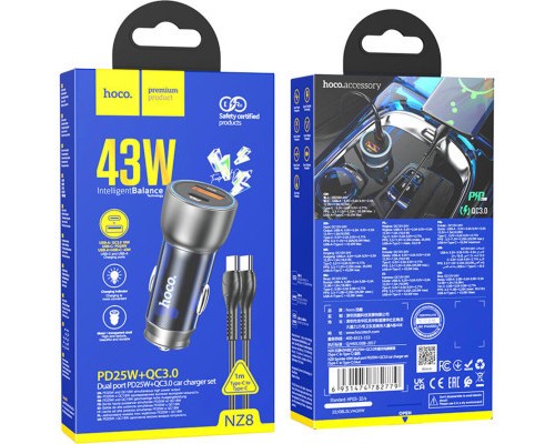Зарядний пристрій HOCO NZ8 charger set (C to C) USB-A/Type-C Blue (6931474782779)