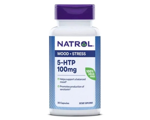 Амінокислота Natrol 5-HTP (Гідрокситриптофан), 100 мг, 5-HTP, 30 капсул (NTL04093) 