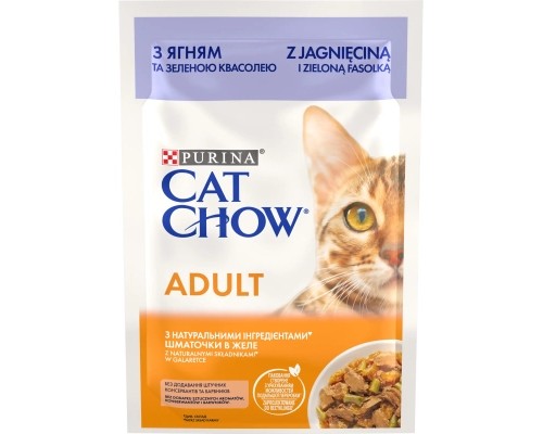 Вологий корм для кішок Purina Cat Chow З Ягням та Зеленою квасолею 85 г (8445290476524)