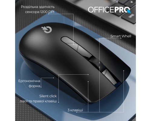 Мишка OfficePro M175B Silent Click Wireless Black (M175B)