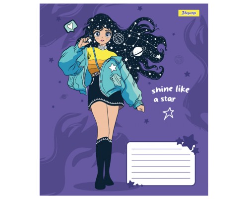 Зошит 1 вересня Anime girl А5 18 аркушів клітинка (767232)