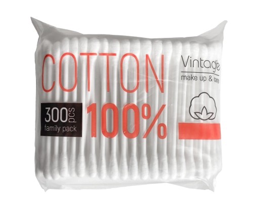 Ватні палички Vintage Cotton В поліетиленовій упаковці 300 шт. (4823098414605)
