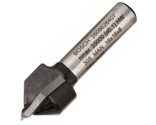 Фреза Bosch Professional пазова V-подібна V, Std, S8, D16, L16 90° (2.608.628.407)