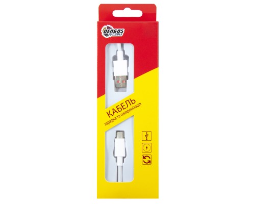 Дата кабель USB 2.0 AM to USB-C 1.0m 6A white Dengos (PLS-TC-6A-WHITE)
