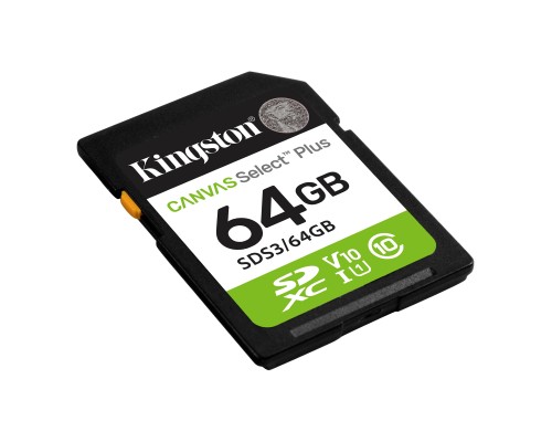 Карта пам'яті Kingston 64GB SDXC class 10 UHS-I V10 A1 Canvas Select Plus (SDS3/64GB) Карта пам'яті Kingston 64GB SDXC class 10 UHS-I V10 A1 Canvas Select Plus (SDS3/64GB)