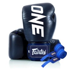 Боксерські рукавички Fairtex BGV1-ONE (натуральна шкіра) Blue 14 унцій (бинти в комплекті) (BGV1-ONE_14oz_Blue)