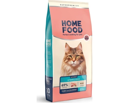 Сухий корм для кішок Home Food For sterilised з кроликом та журавлиною 10 кг (4820235020552)