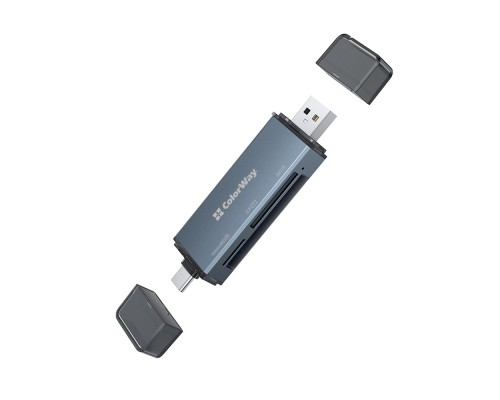 Зчитувач флеш-карт ColorWay USB 2.0/USB-C to CF/SD/MicroSD (CW-CR-01)