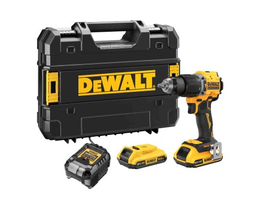 Шуруповерт DeWALT XR Li-Ion 18V 2x2Ah, 74 Нм, 0-450/0-1650 об/хв, 1.17 кг, TSTAK (DCD799D2T)