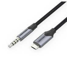 Кабель мультимедійний Micro USB Male to TRRS 3.5mm Male Audio Cable 1M Black VENTION (BDGBF)