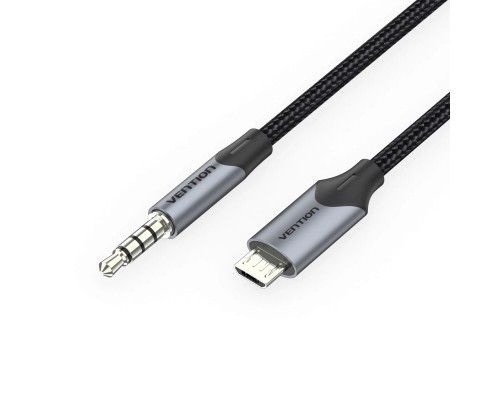Кабель мультимедійний Micro USB Male to TRRS 3.5mm Male Audio Cable 1M Black VENTION (BDGBF)