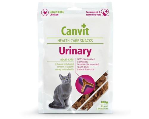 Ласощі для котів Canvit Urinary для профілактики інфекцій сечовивідних шляхів з куркою 100 г (8595602514090)