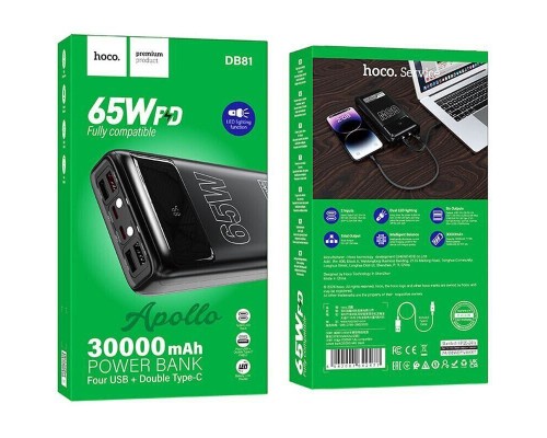 Батарея універсальна HOCO 30000mAh Apollo PD/65W QC/3.0 Black (DB81 / 714720)
