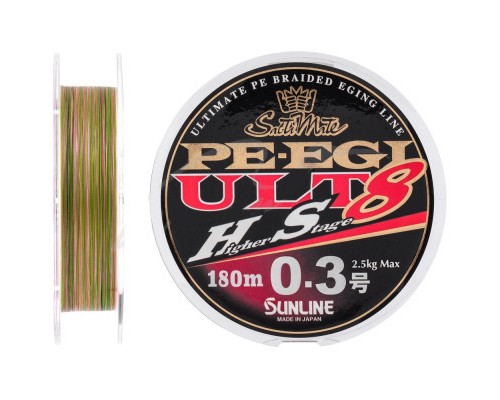 Шнур Sunline PE EGI ULT HS8 180m #0.3/0.090mm 2.5kg (1658.07.32)