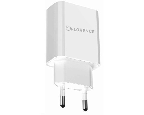 Зарядний пристрій Florence 1USB 2A + Lightning cable white (FL-1020-WL)