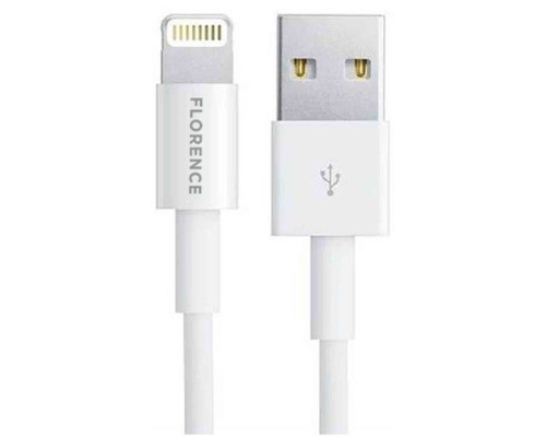 Зарядний пристрій Florence 1USB 2A + Lightning cable white (FL-1020-WL)