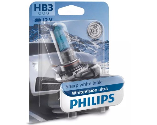 Автолампа Philips HB3 WhiteVision Ultra +60%, 3800K, 1шт/блістер (9005WVUB1)