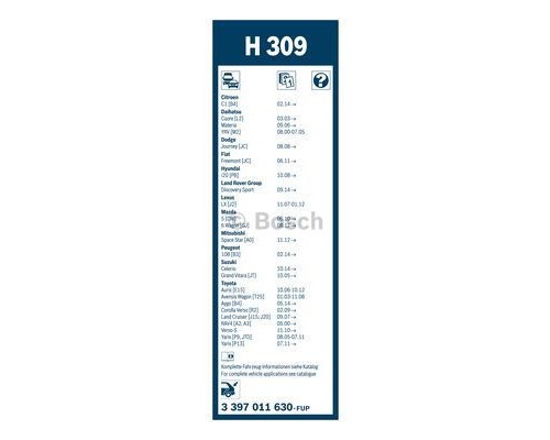 Щітка склоочисника Bosch 3 397 011 630