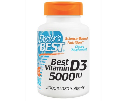 Вітамін Doctor's Best Вітамін D3 5000IU, 180 желатинових капсул (DRB-00218) Вітамін Doctor's Best Вітамін D3 5000IU, 180 желатинових капсул (DRB-00218)