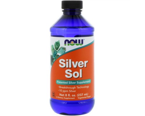 Мінерали Now Foods Колоїдне Срібло, Silver Sol, 8 рідких унцій (237 мл) (NOW-01408)