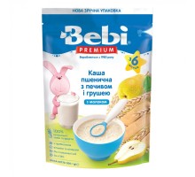 Дитяча каша Bebi Premium молочна пшенична з печивом та грушею +6 міс. 200 г (8606019654283)