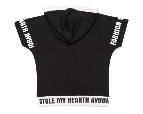 Футболка дитяча A-Yugi з капюшоном (7018-152G-black)