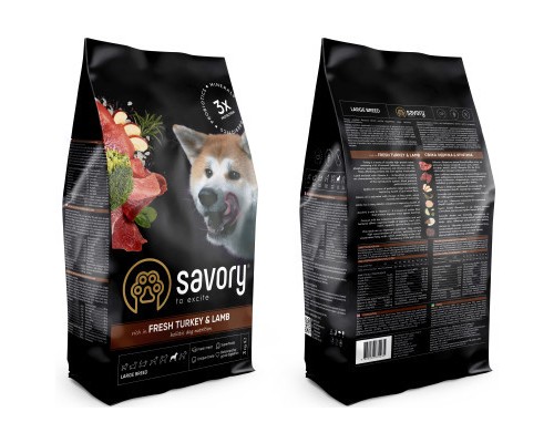 Сухий корм для собак Savory Large Breeds rich in Fresh Turkey and Lamb 3 кг (4820232630235)