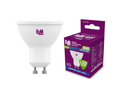 Лампочка ELM MR16 8W PA10S GU10 4000K (18-0192)