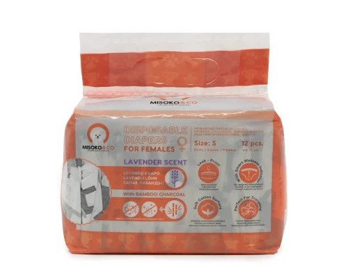 Підгузки для тварин MISOKO&CO для собак-сук з вугіллям, індикатором вологості S (SHAMSK63051)