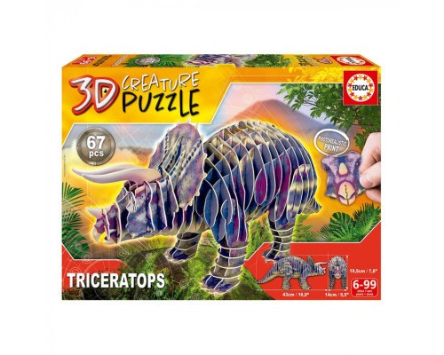 Пазл Educa 3D Трицератопс 67 елементів (6337223)