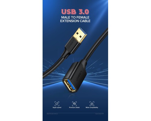 Дата кабель USB 3.0 AM/AF 2.0m US129 Black Ugreen (10373)