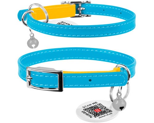 Нашийник для тварин WAUDOG Glamour Colors of freedom з QR паспортом для котів XXS Д 22-30 см (211-4020)