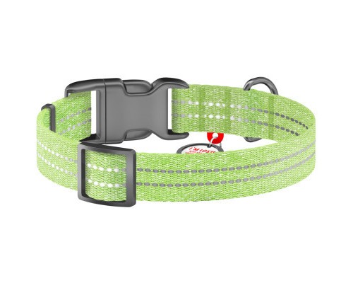 Нашийник для тварин WAUDOG Re-cotton з QR паспортом світловідбивний Ш 20 мм Д 28-40 см салатовий (02885)