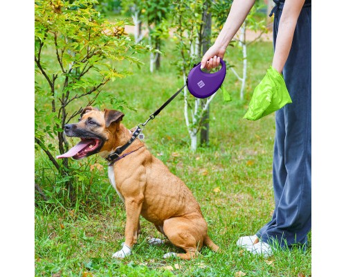 Повідок для собак WAUDOG R-leash з контейнером для пакетів L до 40 кг 5 м фіолетовий (26299)