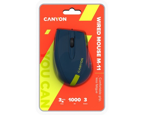 Мишка Canyon M-11 USB Blue/Yellow (CNE-CMS11BY)