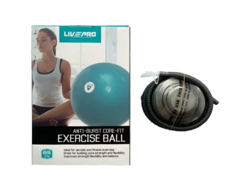 М'яч для фітнесу LivePro Anti-burst Core-fit Exercise Ball LP8201-65 синій Уні 65см (6951376102628)