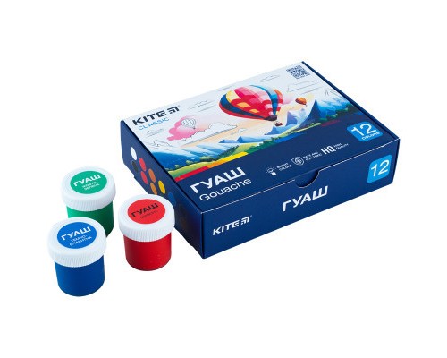 Гуашеві фарби Kite Classic 12 кольорів х 20 мл (K-063)