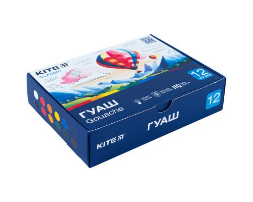 Гуашеві фарби Kite Classic 12 кольорів х 20 мл (K-063)
