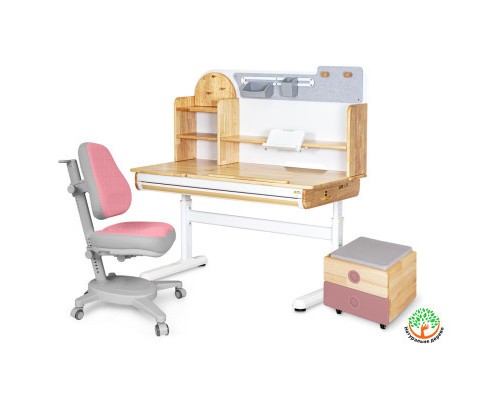 Парта з кріслом Mealux Timberdesk L (парта+кресло+тумба) (BD-690 L+ box BD 920-2 PN+Y-110 DPG)