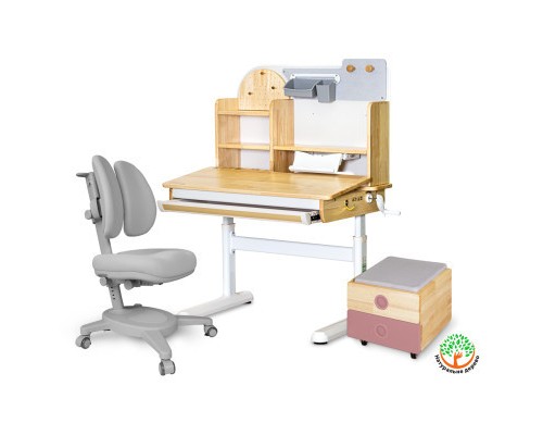 Парта з кріслом Mealux Timberdesk S (парта + крісло + тумба) (BD-685 S+ box BD 920-2 PN+Y-115 G)