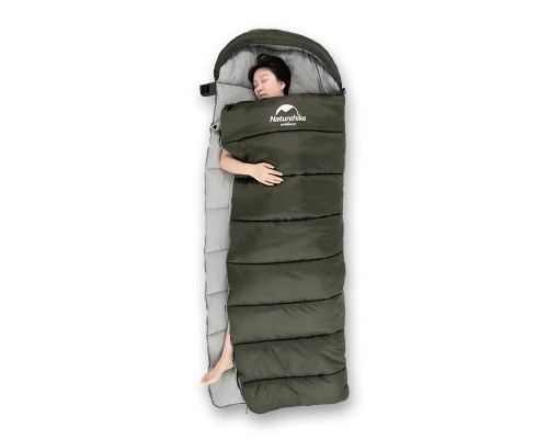 Спальний мішок Naturehike з капюшоном U250 NH20MSD07 (6°C) правий, темно-зелений (6927595767214-R)