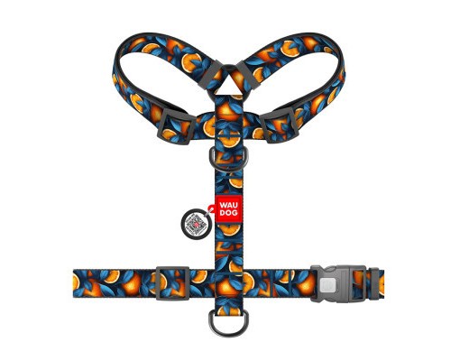 Шлея для собак WAUDOG Nylon з QR-паспортом анатомічна H-подібна 