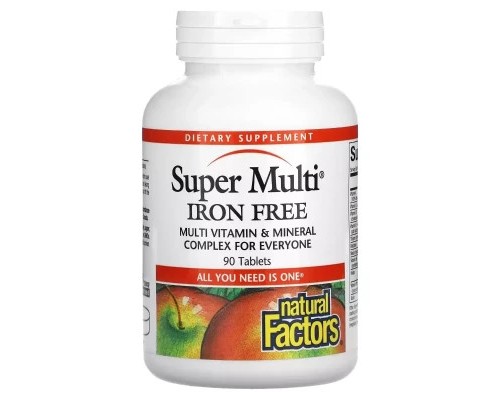Мультивітамін Natural Factors Супер-Мультивітамін, без заліза, Super Multi, 90 таблеток (NFS-01508)