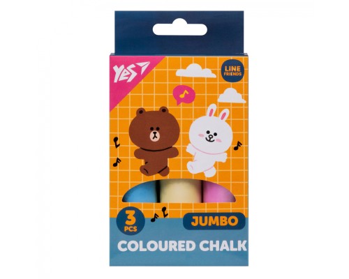 Крейда Yes кольорова Line Friends 3 шт JUMBO (400491)
