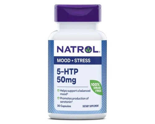 Амінокислота Natrol 5-HTP (Гідрокситриптофан), 50 мг, 5-HTP, 30 капсул (NTL00884) 