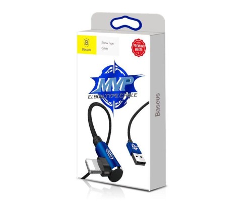 Дата кабель USB 2.0 AM to Lightning 1.0m 2A MVP Elbow Blue Baseus (CALMVP-03)