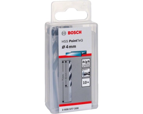 Свердло Bosch по металу HSS-PointTeQ, 4х43х75мм, 10шт (2.608.577.208)
