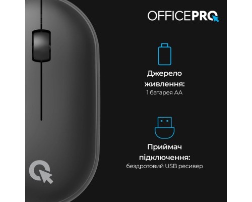 Мишка OfficePro M185B Silent Click Wireless Black (M185B)